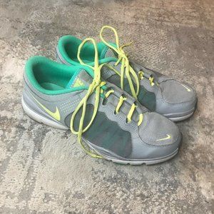 Nike Flex TR2 Women's Size 9.5 Grey Aqua and Yellow Cross Training Sneaker Shoes